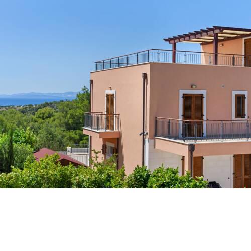New villa with a private pool and sea view top terrace