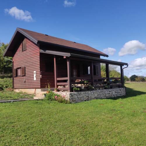Wooden cabin with gallery